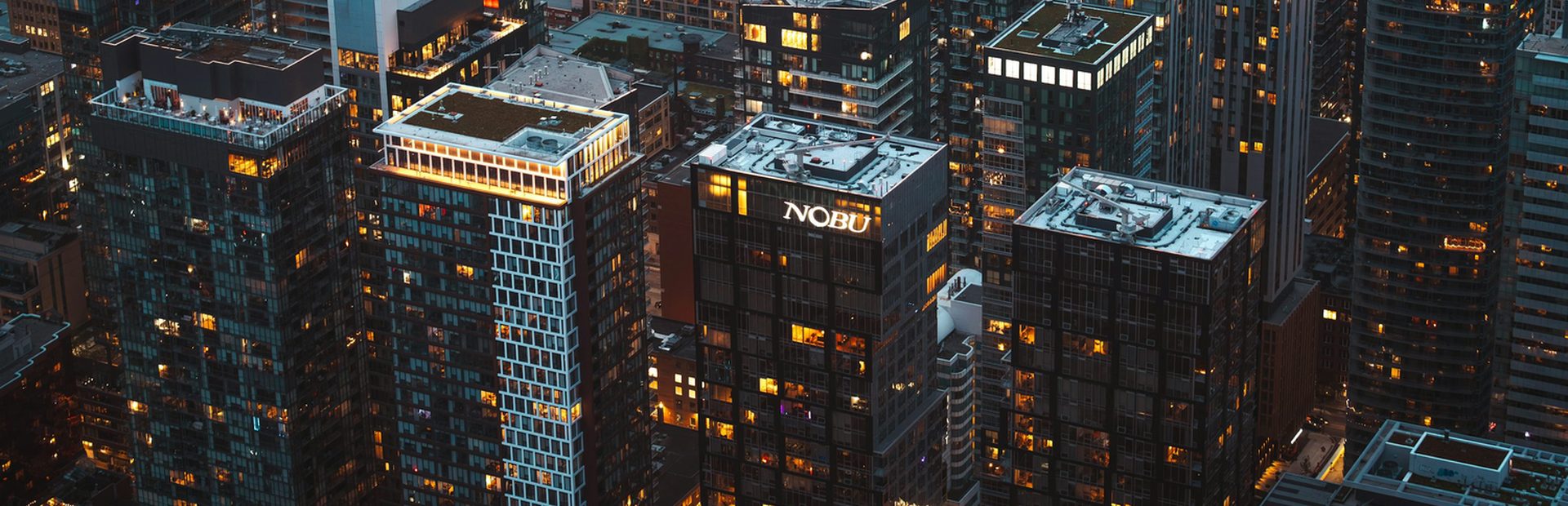 Financial district at dusk